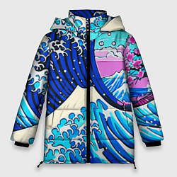Женская зимняя куртка Большая волна в Канагаве сакура