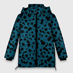 Куртка зимняя женская Пятнистый паттерн бирюзовый, цвет: 3D-черный
