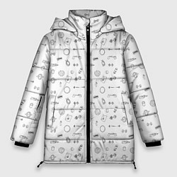Куртка зимняя женская Спортивные аксессуары паттерн, цвет: 3D-красный