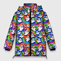 Женская зимняя куртка Веселые привидения на красочном фоне