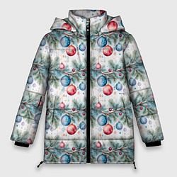 Женская зимняя куртка Узор из елочных шаров на ветке