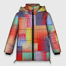 Куртка зимняя женская Веселая разноцветная клетка, цвет: 3D-красный