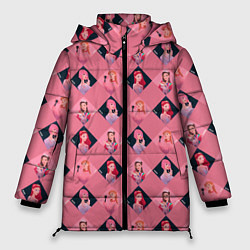 Женская зимняя куртка Розовая клеточка black pink