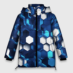 Женская зимняя куртка Cyber hexagon Blue