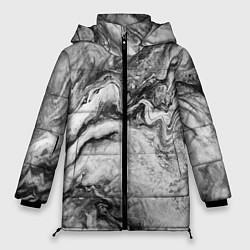 Куртка зимняя женская Черно-белая мраморная абстракция, цвет: 3D-черный