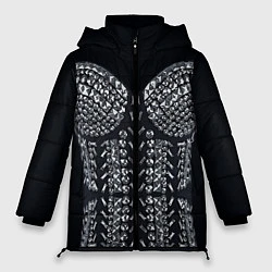 Куртка зимняя женская Черный корсет с блестящими стразами, цвет: 3D-черный