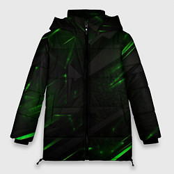 Женская зимняя куртка Dark black green abstract