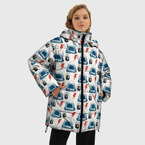 Женская зимняя куртка Майор том космический узор / 3D-Светло-серый – фото 3