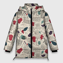Куртка зимняя женская Флоральная абстракция с пятнами, цвет: 3D-светло-серый
