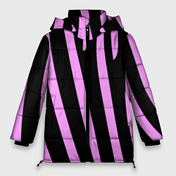 Куртка зимняя женская Полосы розовой зебры, цвет: 3D-черный