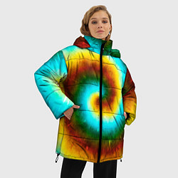 Куртка зимняя женская Тай-дай коричневый, цвет: 3D-красный — фото 2