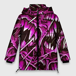 Куртка зимняя женская Розовые кислотные клыки, цвет: 3D-черный
