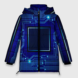 Женская зимняя куртка Технический синий паттерн