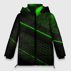 Женская зимняя куртка Зеленая абстракция со светом