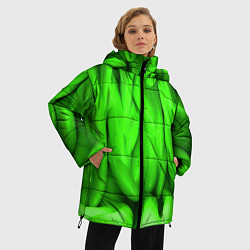 Куртка зимняя женская Зеленая абстрактная текстура, цвет: 3D-светло-серый — фото 2