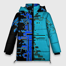 Женская зимняя куртка Кибер-глитч синий