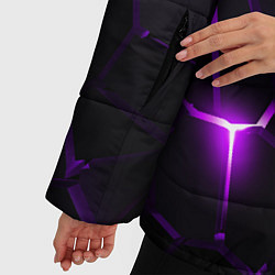 Куртка зимняя женская Неоновые плиты с фиолетовым свечением, цвет: 3D-черный — фото 2