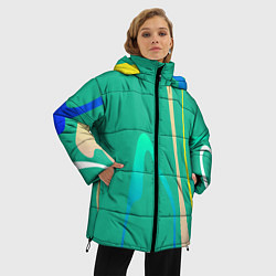 Куртка зимняя женская Абстрактное изображение, линии, цвет: 3D-красный — фото 2