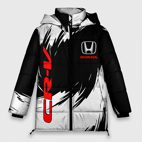 Женская зимняя куртка Honda - белые краски / 3D-Черный – фото 1