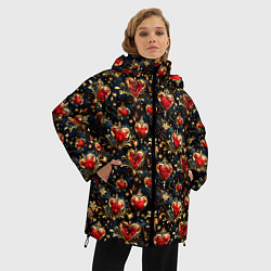 Куртка зимняя женская Сердечки в золоте, цвет: 3D-светло-серый — фото 2