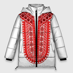 Куртка зимняя женская Красная славянская вышиванка, цвет: 3D-красный