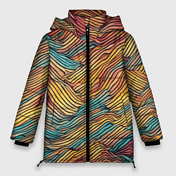 Женская зимняя куртка Разноцветные волнистые линии