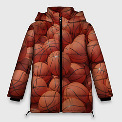 Куртка зимняя женская Узор с баскетбольными мячами, цвет: 3D-светло-серый
