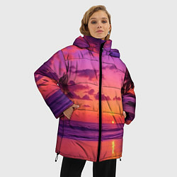Куртка зимняя женская Пляж vice city, цвет: 3D-черный — фото 2