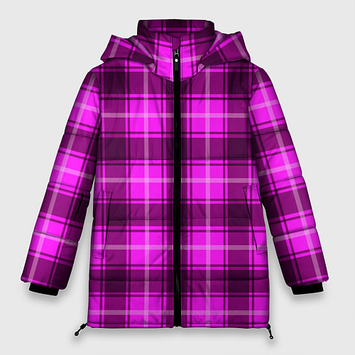 Женская зимняя куртка Шотландка розовая / 3D-Черный – фото 1