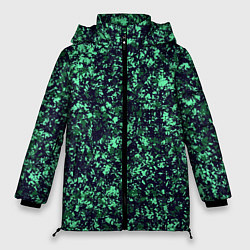 Куртка зимняя женская Сине-зелёный пёстрый паттерн, цвет: 3D-светло-серый