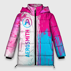 Куртка зимняя женская Aerosmith neon gradient style: по-вертикали, цвет: 3D-черный