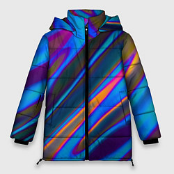 Куртка зимняя женская Глитч галограмма радужная, цвет: 3D-черный