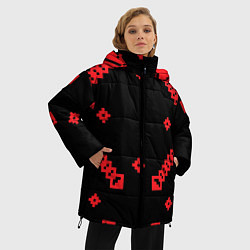 Куртка зимняя женская Национальный - черный 2, цвет: 3D-красный — фото 2