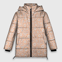 Женская зимняя куртка Цветочный паттерн оттенок миндального крема