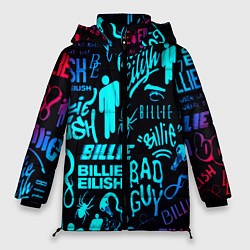 Куртка зимняя женская Billie Eilish neon pattern, цвет: 3D-черный