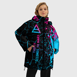 Куртка зимняя женская Thirty Seconds to Mars - neon gradient: по-вертика, цвет: 3D-черный — фото 2
