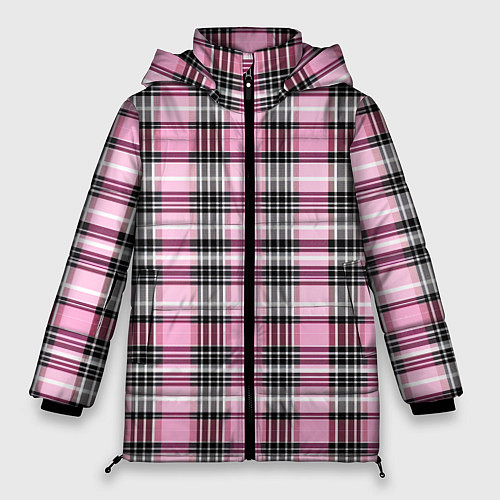 Женская зимняя куртка Розовая клетка / 3D-Черный – фото 1