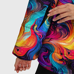 Куртка зимняя женская Разноцветные разные волны разводы, цвет: 3D-светло-серый — фото 2