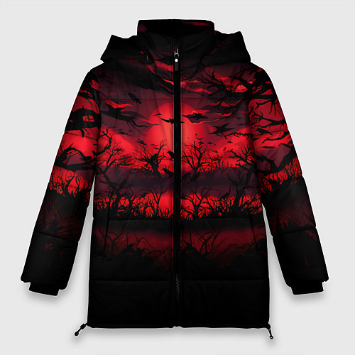 Женская зимняя куртка Стая ворон / 3D-Светло-серый – фото 1