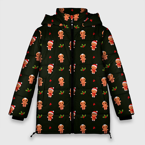 Женская зимняя куртка Christmas cockies pattern / 3D-Черный – фото 1