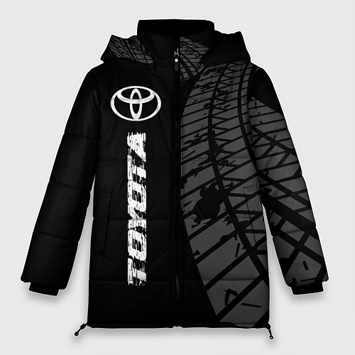 Женская зимняя куртка Toyota speed на темном фоне со следами шин: по-вер / 3D-Черный – фото 1