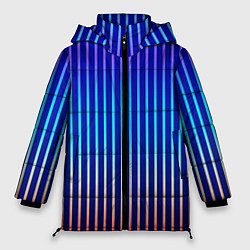 Куртка зимняя женская Полосатый синий градиент, цвет: 3D-светло-серый