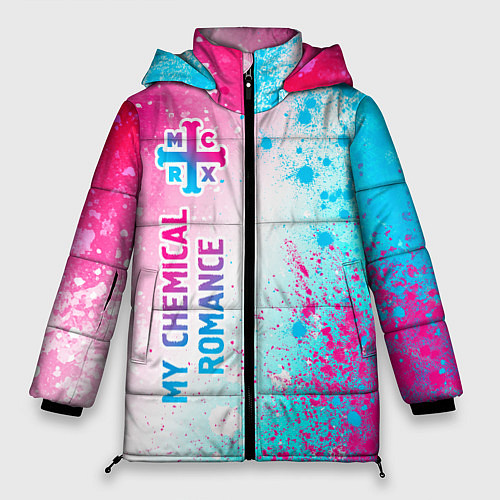 Женская зимняя куртка My Chemical Romance neon gradient style: по-вертик / 3D-Черный – фото 1