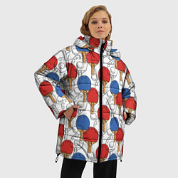 Куртка зимняя женская Настольный теннис - ракетки, цвет: 3D-красный — фото 2