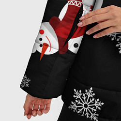 Куртка зимняя женская Снеговички в зимних шапочках со снежинками, цвет: 3D-светло-серый — фото 2