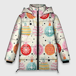 Женская зимняя куртка Разноцветные новогодние шары