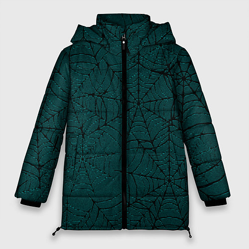 Женская зимняя куртка Паутина тёмно-зелёный / 3D-Черный – фото 1