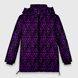 Женская зимняя куртка Фиолетовые ромбы на чёрном фоне