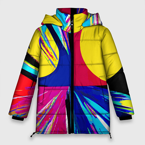 Женская зимняя куртка Pop art composition - neural network / 3D-Черный – фото 1
