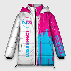 Куртка зимняя женская Mass Effect neon gradient style: по-вертикали, цвет: 3D-черный